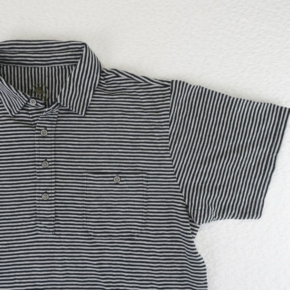 H Goose Polo Shirt Mens Large Black Gray Striped Cotton Trusted Field‎ Companion - Picture 2 of 11
